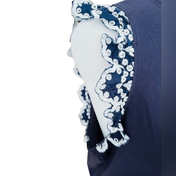 Kate Spade Navy Blue Ruffle Sleeve Top size small. - Picture 4 of 6